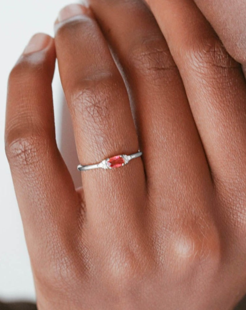 925 Silver Pink CZ Ring
