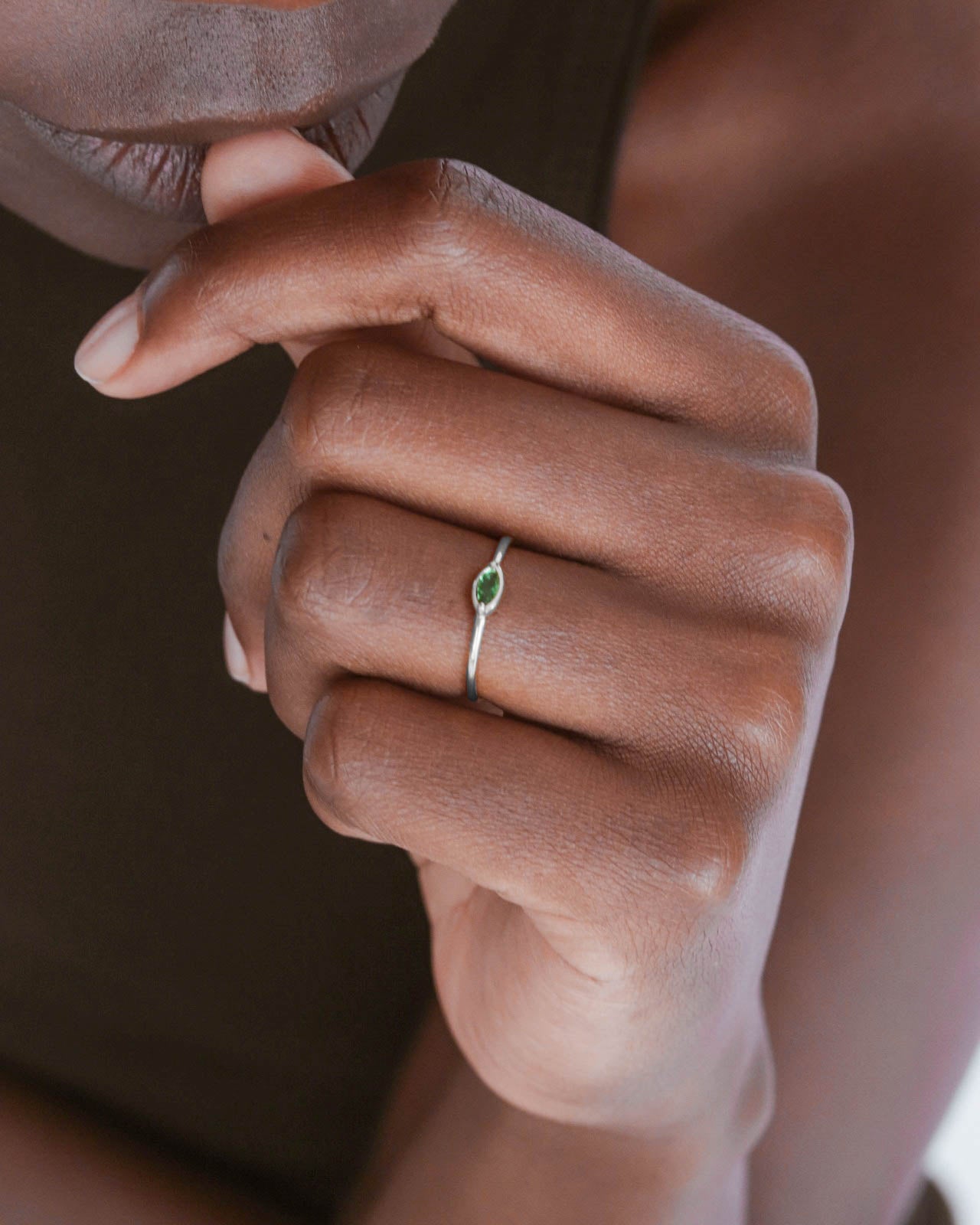 925 Silver - Green CZ Ring