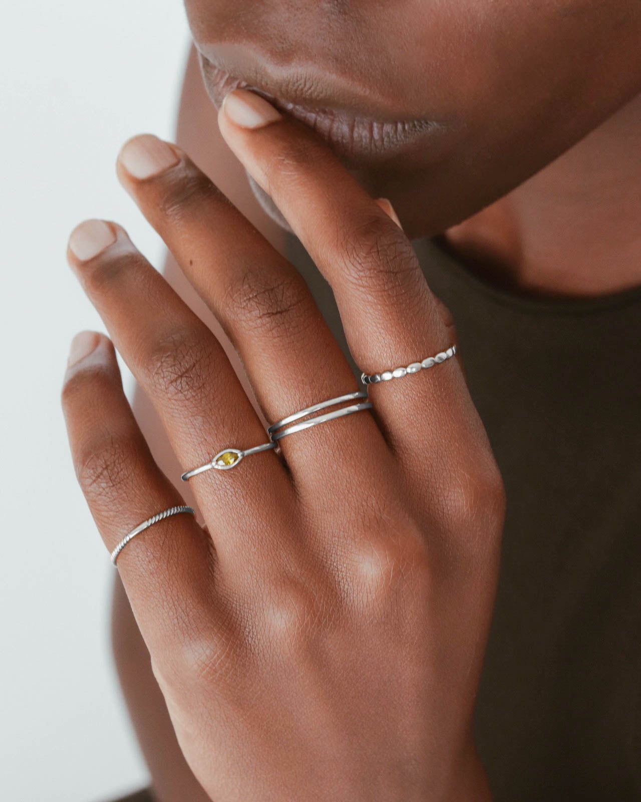 925 Silver - Olive CZ Ring