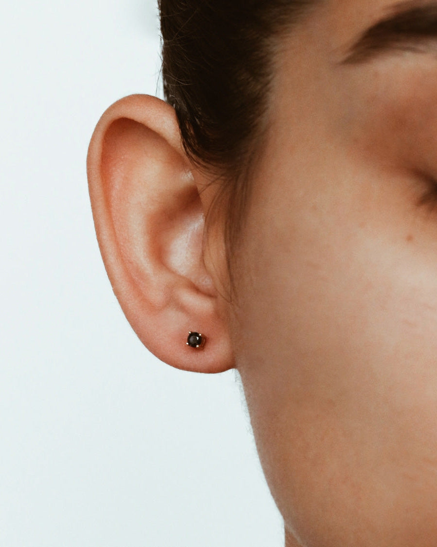 18K Vermeil Black CZ Studs