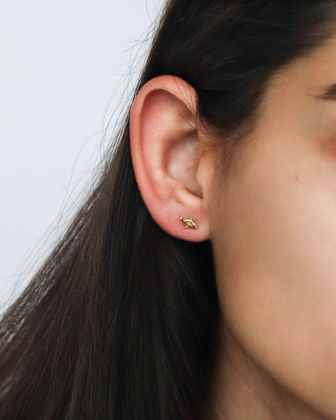 18K Vermeil Olive CZ Studs