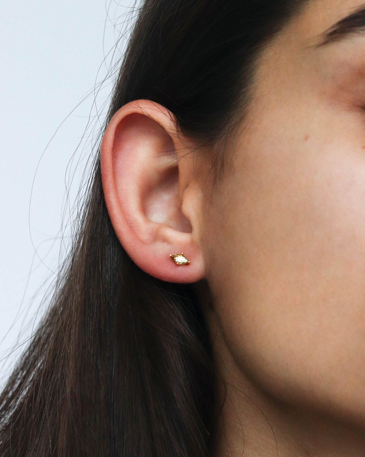18K Vermeil Olive CZ Studs