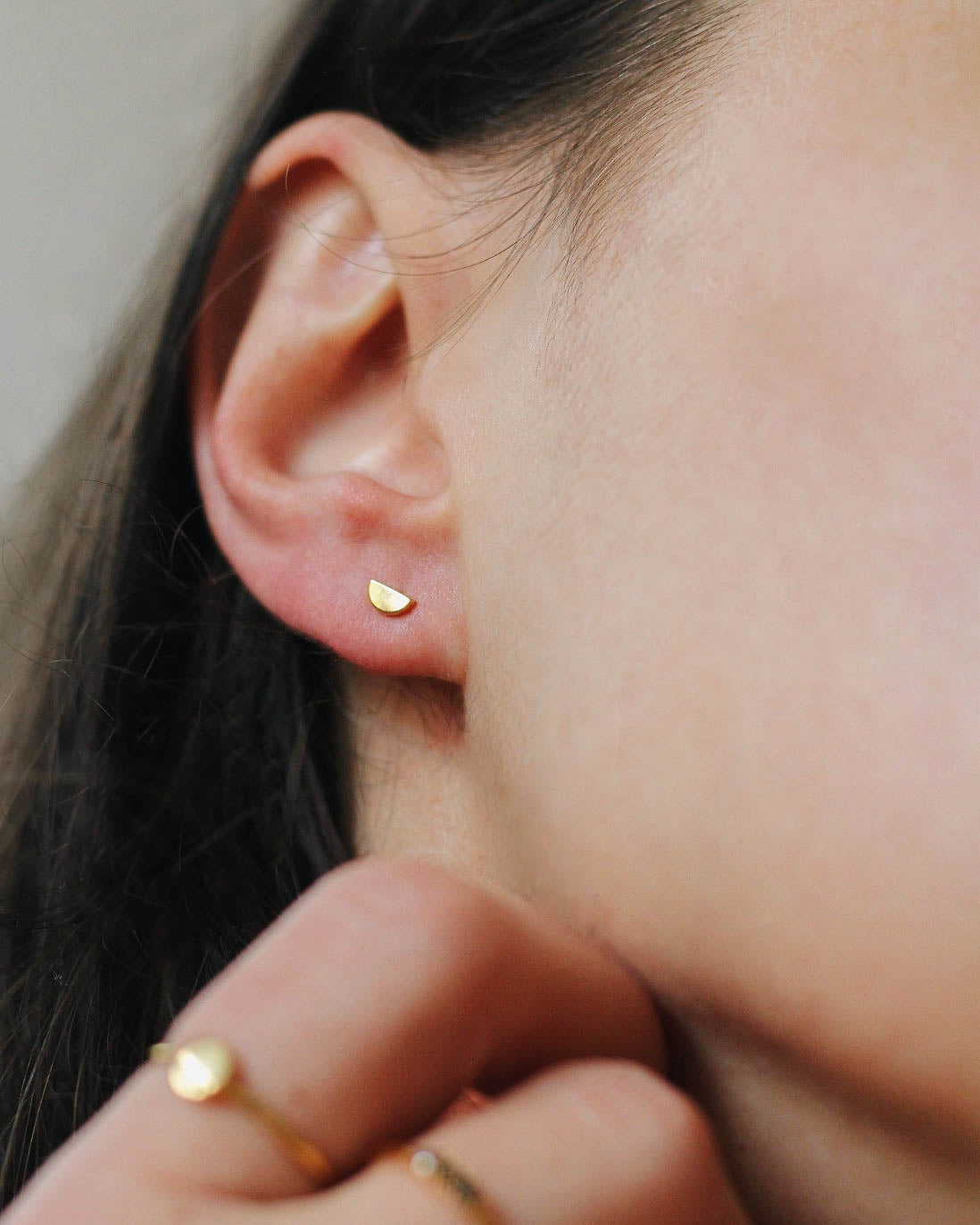 18K Vermeil Half Disc Studs