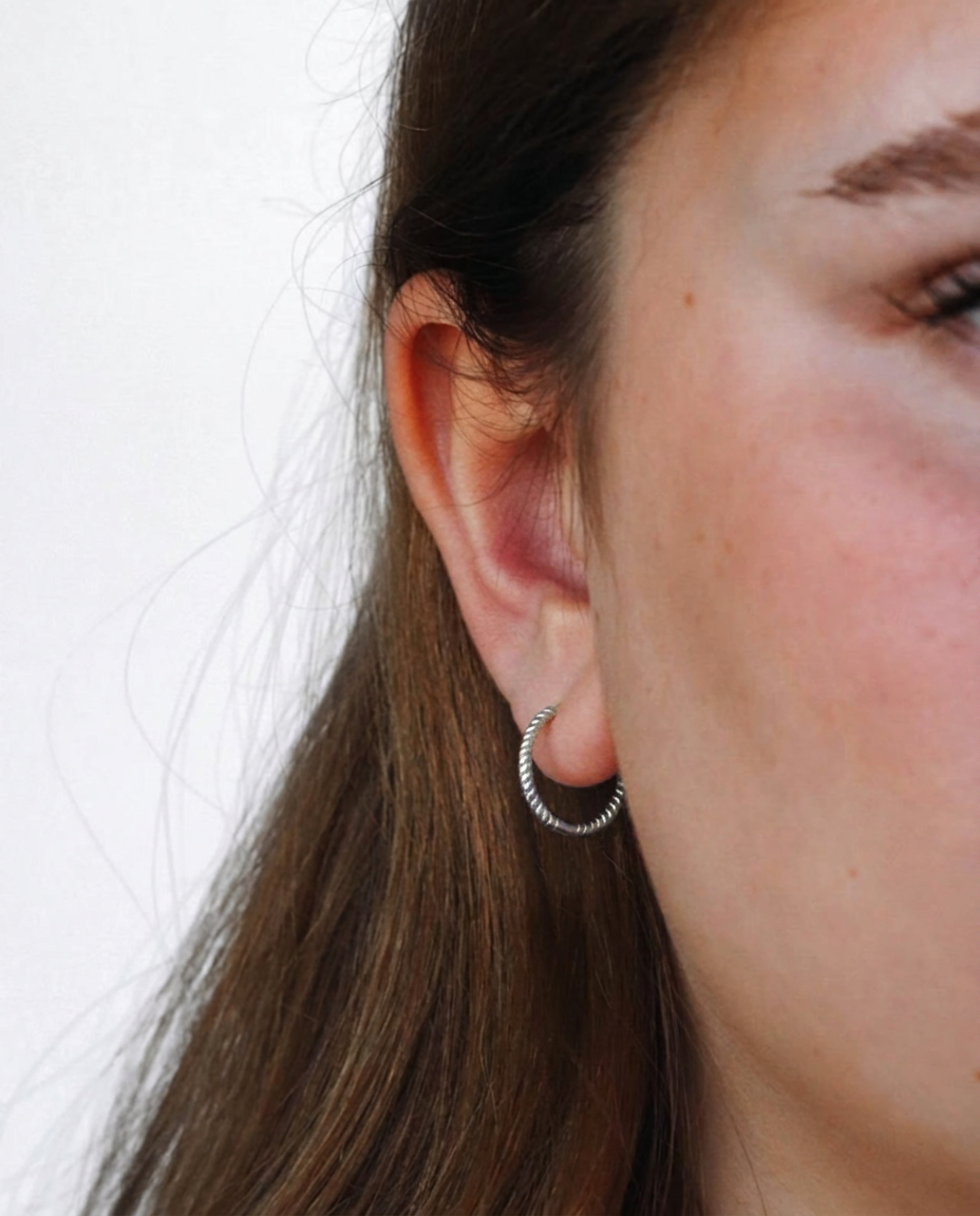 925 Silver Twisted Hoops