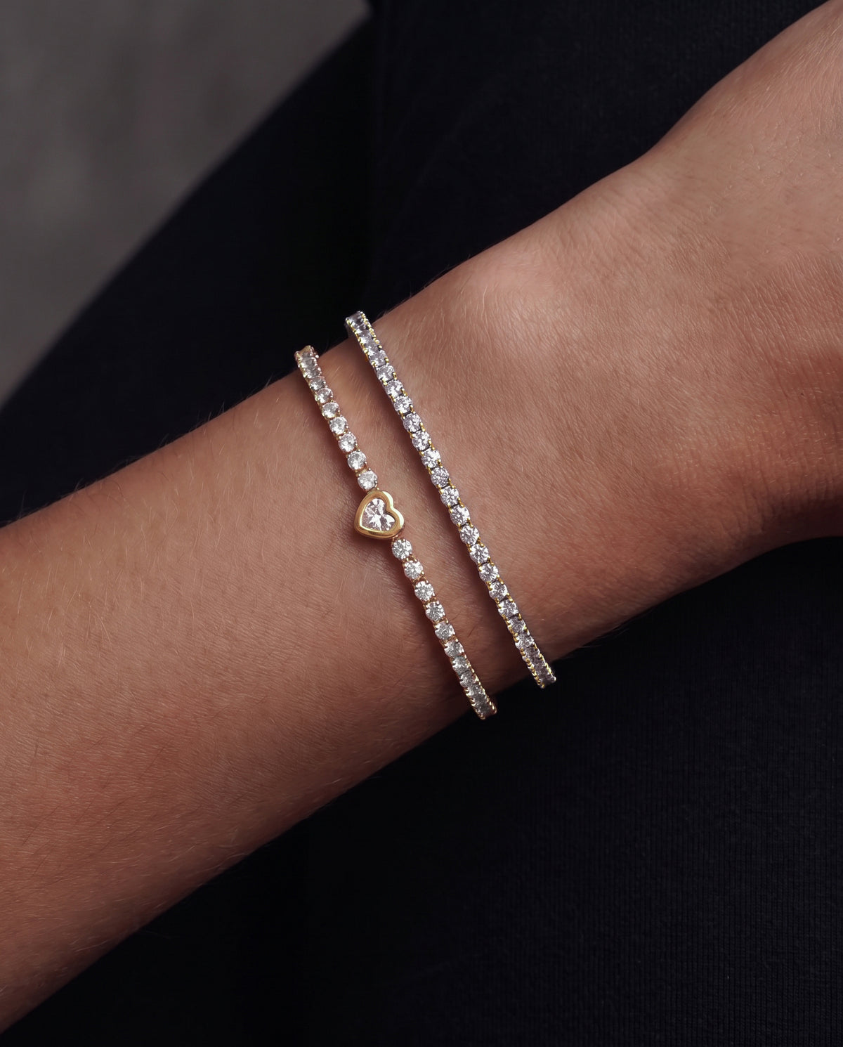 18K Heart Tennis Bracelet