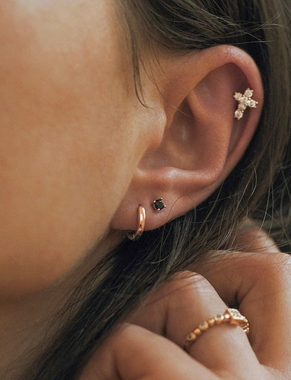 18K Vermeil Black CZ Studs