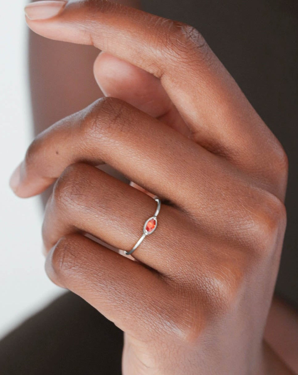 925 Silver - Red CZ Ring