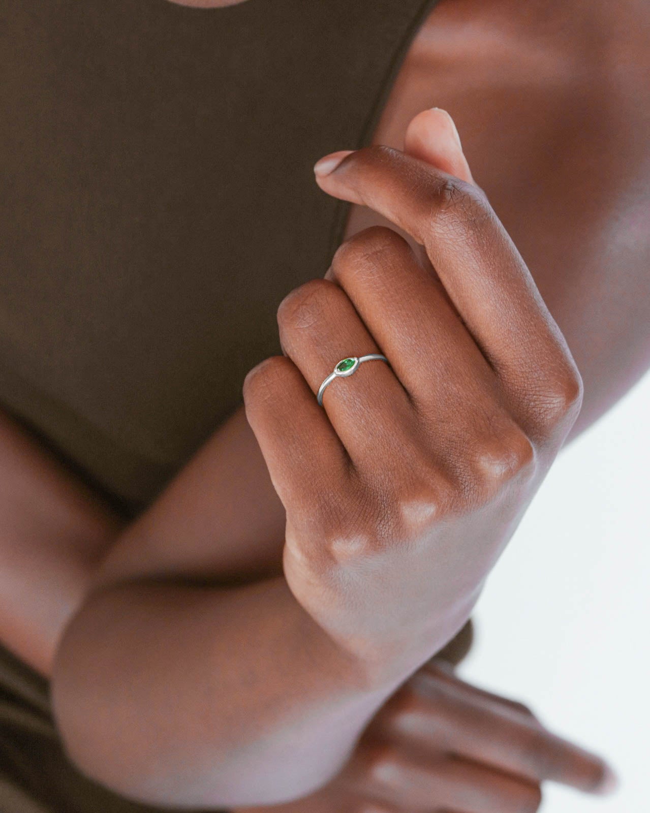 925 Silver - Green CZ Ring