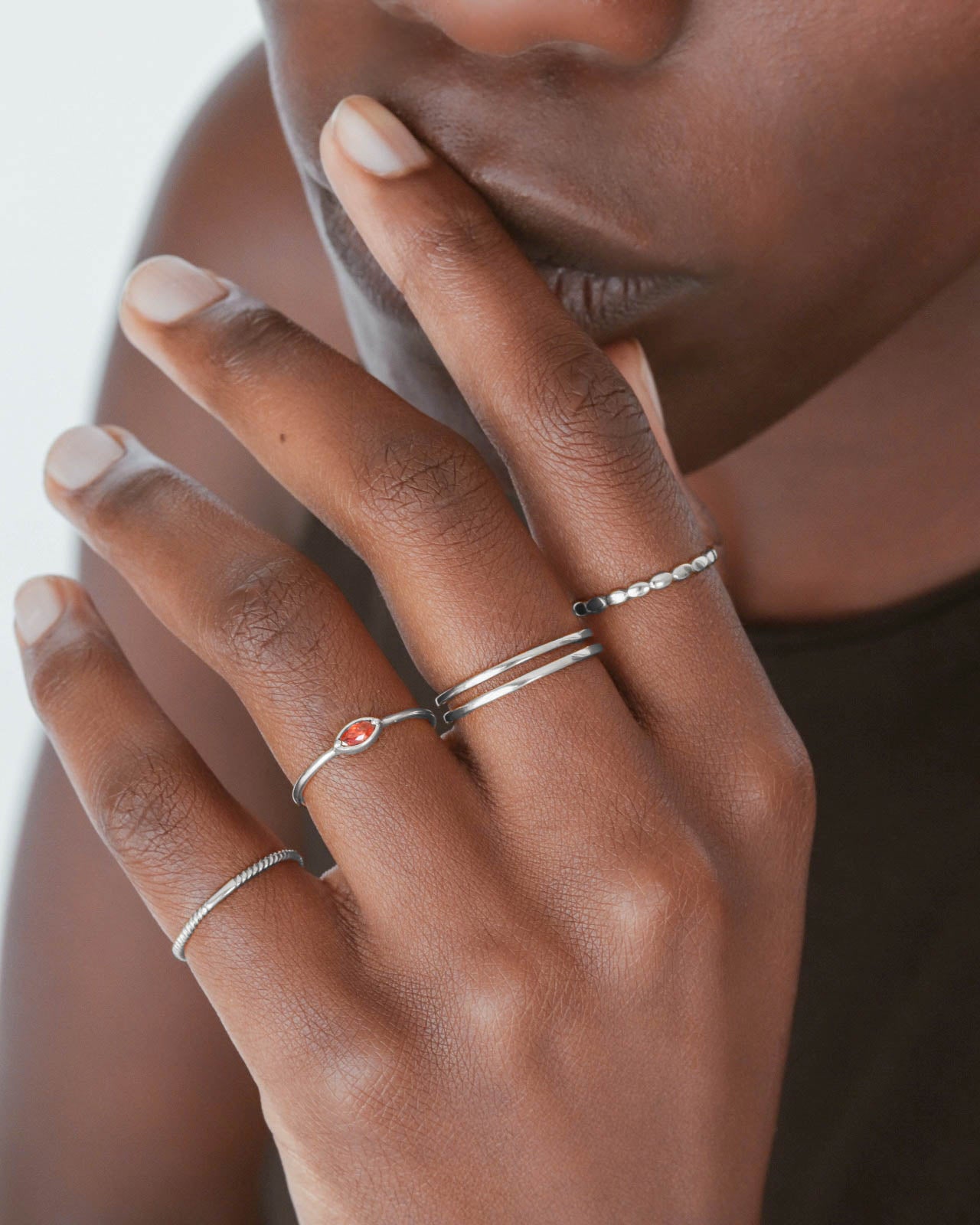 925 Silver - Red CZ Ring