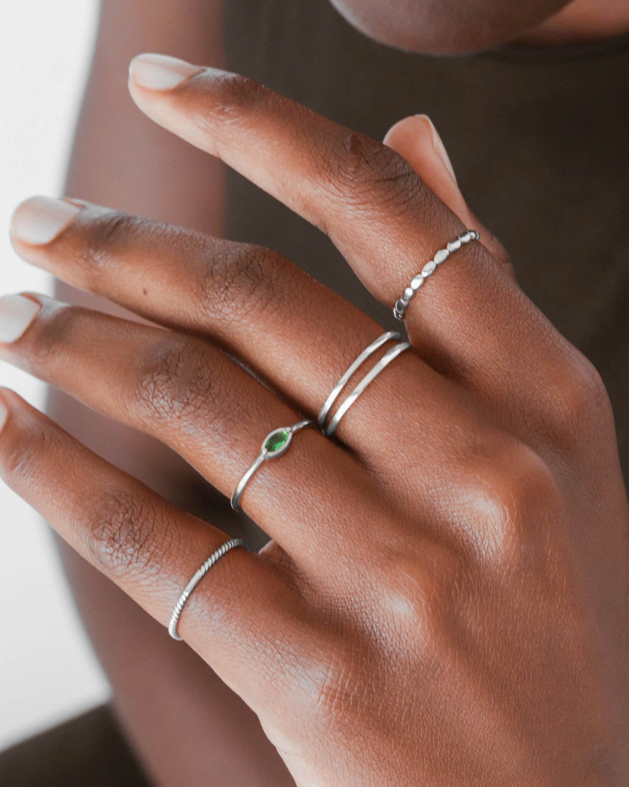 925 Silver - Green CZ Ring