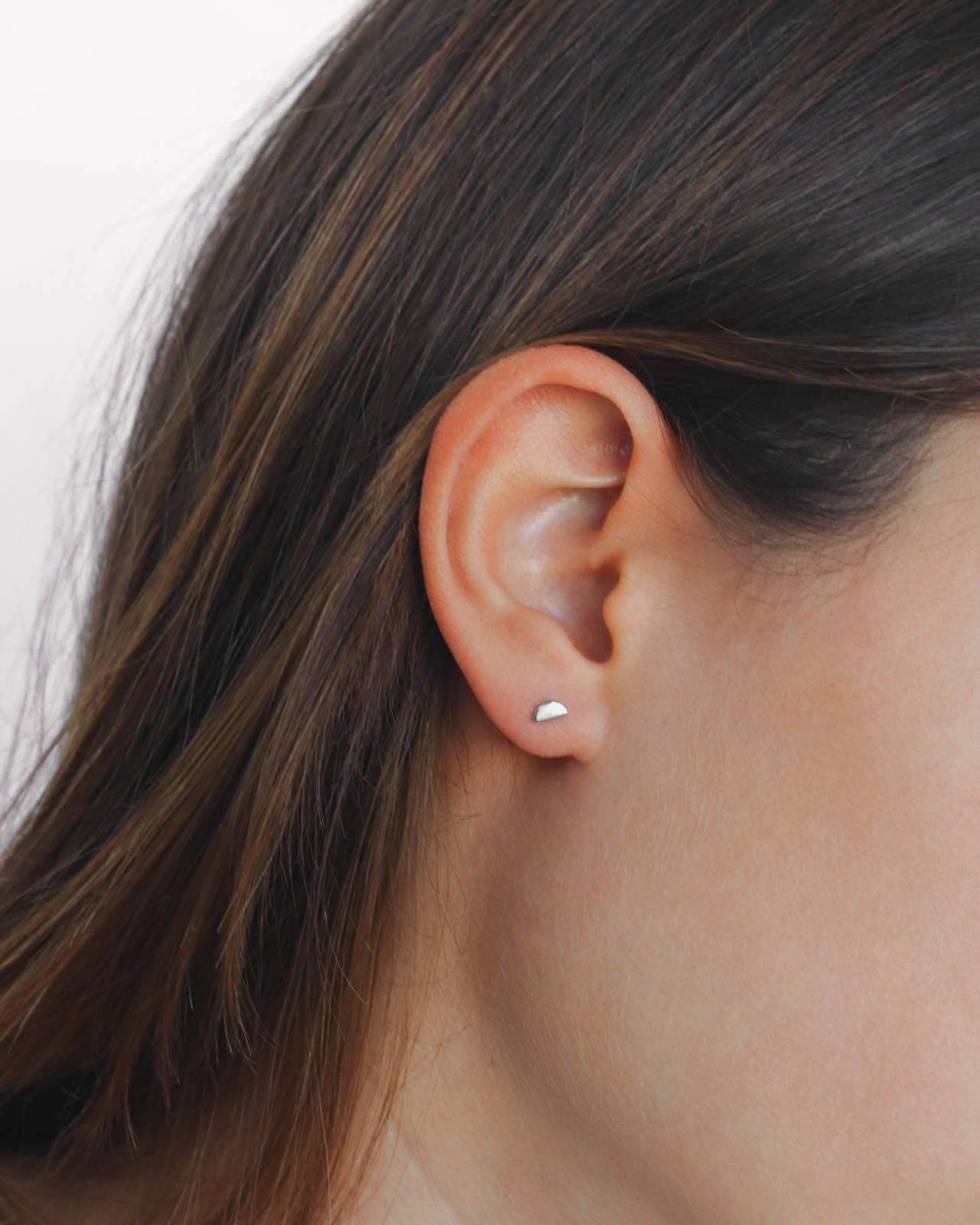 925 Silver Half Disc Studs