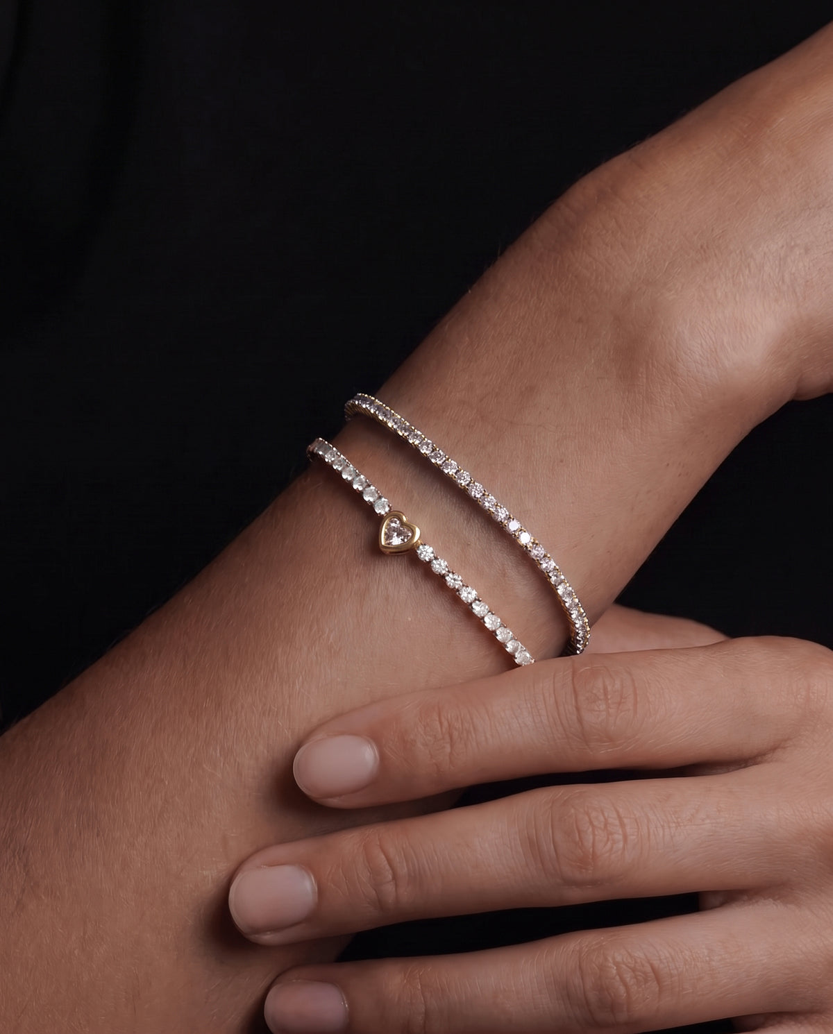 18K Heart Tennis Bracelet