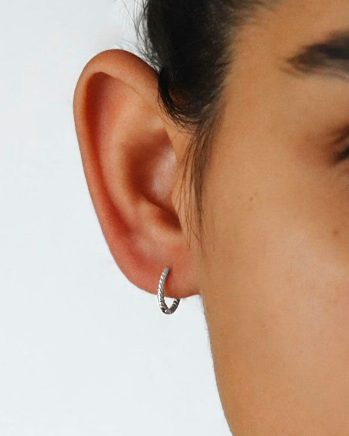 925 Silver Twisted Hoops