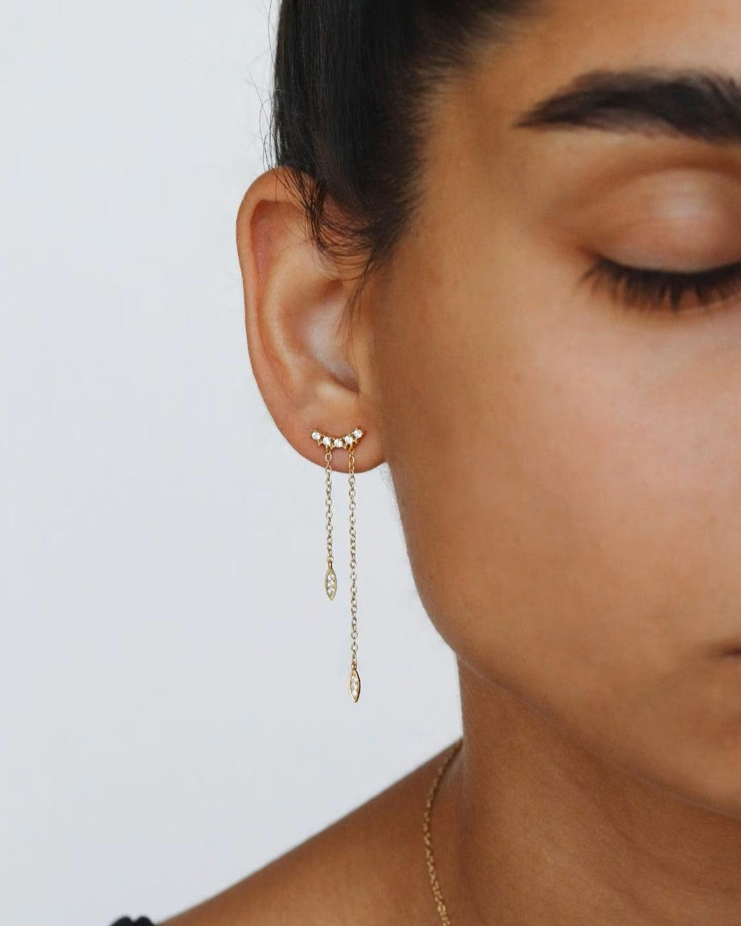 Pendientes de cadena bañados en oro de 18 quilates